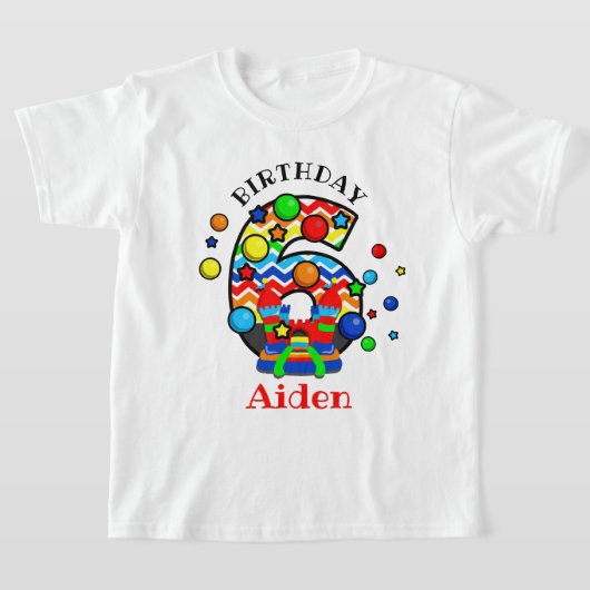 バウンスハウス6番目の誕生日パーティシャツキャッスル Tシャツ (レイダウン)