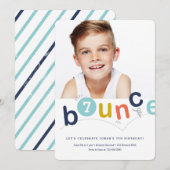 バウンスハウス カラフル モダン キッズ バースデーパーティー 招待状 (正面/裏面)