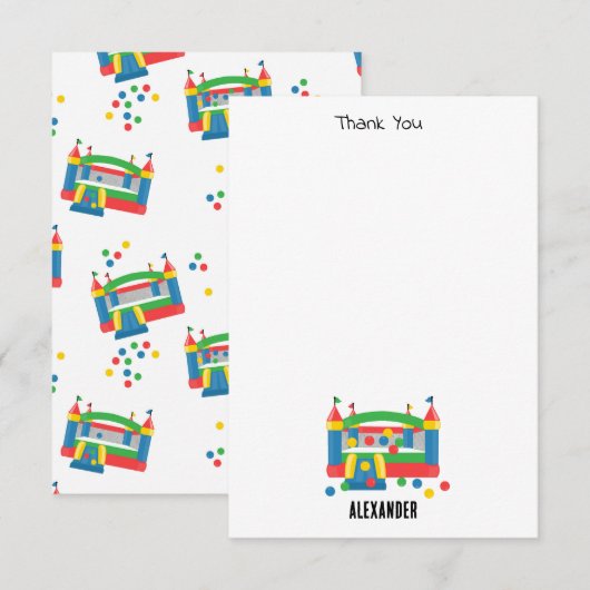 バウンスハウス ジャンピングキャッスル ボール かわいい子供たち サンキューカード (正面/裏面)