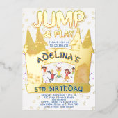 バウンスハウス ジャンプ 遊び 体操 子供 誕生日 箔招待状 (正面)