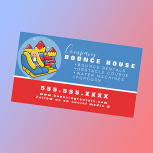 バウンスハウス ロゴ パーティー レンタル 赤 青 名刺