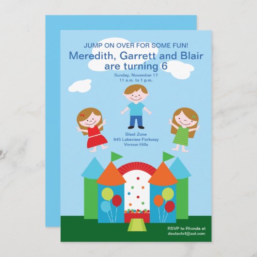 バウンスハウス 招待状 (正面/裏面)