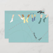 バウンスパーティーのフラットな感謝カード サンキューカード (正面/裏面)