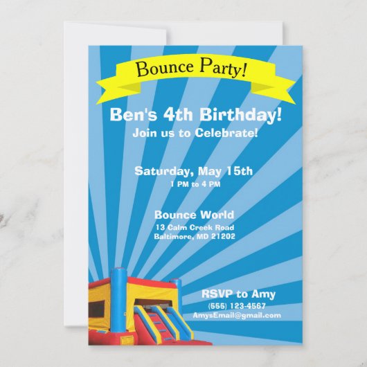 バウンスパーティーバースデー招待状 招待状 (正面)