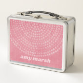 バウンスモダンスクリプト名を持つBohoドットパターン メタルランチボックス (正面)