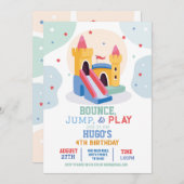 バウンス城の誕生日パーティージャンプバウンスハウス 招待状 (正面/裏面)
