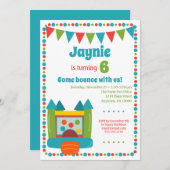 バウンス招待状ガールズボーイズジャンプバースデーパーティー 招待状 (正面/裏面)