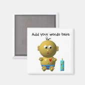 バウンス男の赤ちゃん(ハートと1ボトル) マグネット (正面/裏面)