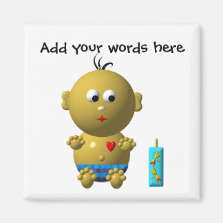 バウンス男の赤ちゃん(ハートと1ボトル) マグネット