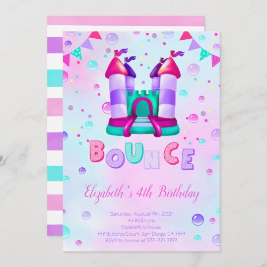 バウンス誕生日招待状 招待状 (正面/裏面)