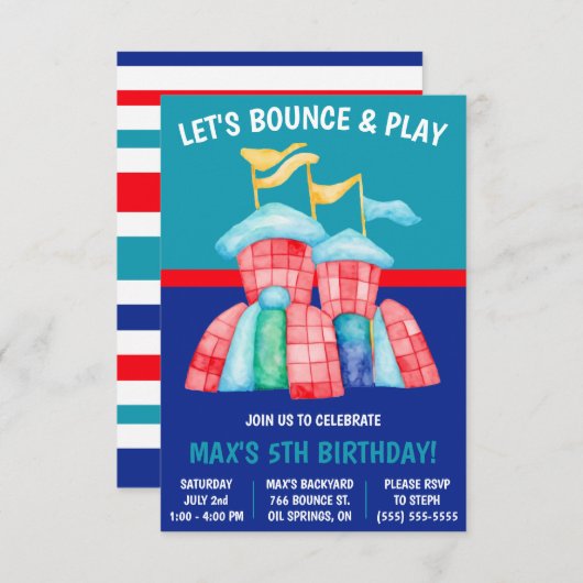 バウンス遊!バウンシーキャッスルバースデーパーティー 招待状 (正面/裏面)