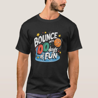 バウンス100日のおもしろいバスケットボール100th Day of Sch Tシャツ