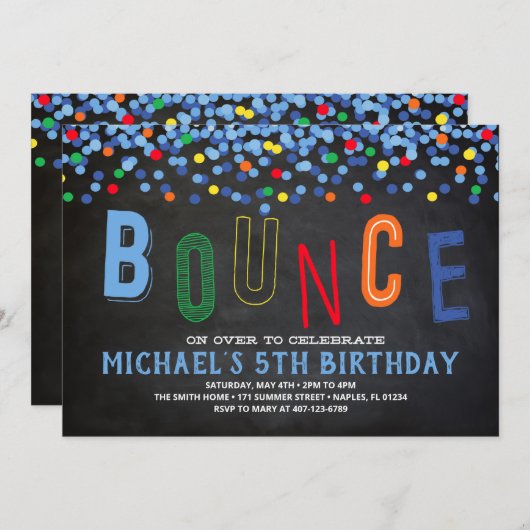 バウンス ご招待, バウンス ハウス パーティー 招待状 (正面/裏面)