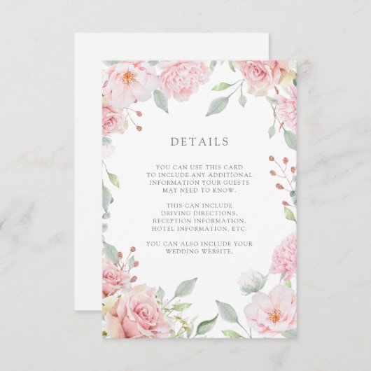 バウンティフルバラピンク結婚フローラズゲスト詳細 エンクロージャーカード (正面/裏面)