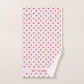 バウ柄タオル付きパステルピンクのイチゴ バスタオルセット (ハンドタオル)