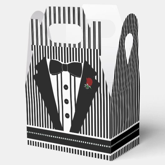 バウ結婚タイ付きの黒いタキシード フェイバーボックス (オープン)