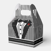 バウ結婚タイ付きの黒いタキシード フェイバーボックス (正面サイド)