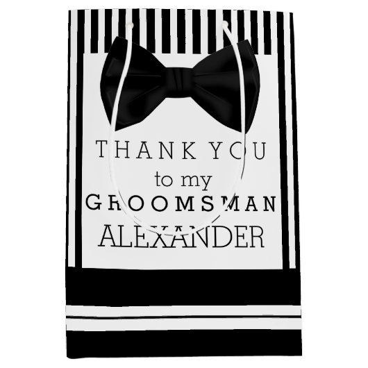 バウ·タイのグルーパーソナライズされたムスマンに感謝 ミディアムペーパーバッグ (正面)