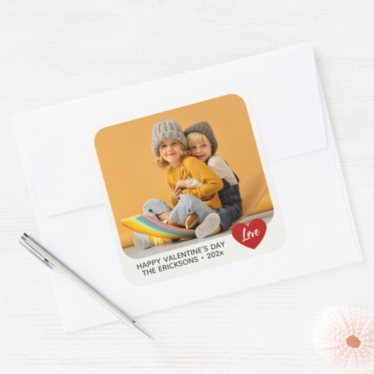 バエレガントミニマルモダンンタイン写真 スクエアシール (封筒)