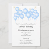 バエレガントモダンルーンパープルブルー誕生日 招待状 (正面)