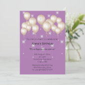 バエレガントモダンルーンパープル誕生日 招待状 (スタンド正面)