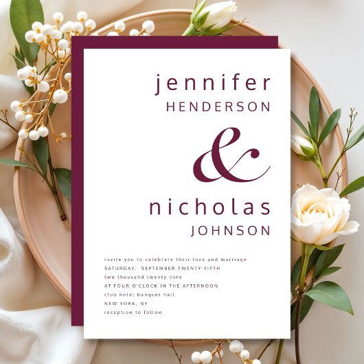 バエレガントモダンル結婚グンディ 招待状