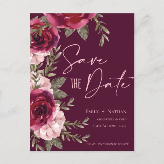 バエレガントルかわいらしグンディ桃フローラ結婚ズ 案内ポストカード (正面)