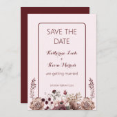 バエレガントルガンディダスティーバラフローラ保存日 招待状 (正面/裏面)