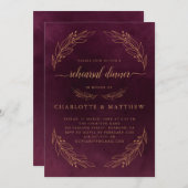 バエレガントルガンディレッドと金ゴールドリハーサルディナー 招待状 (正面/裏面)