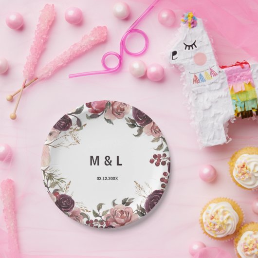 バエレガントルガンディ夏フローラ結婚ズ ペーパープレート (パーティー)