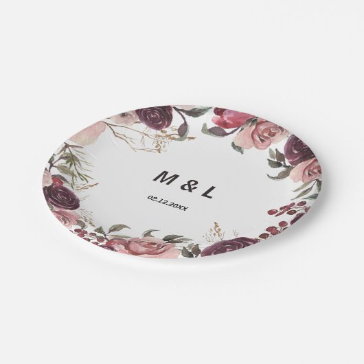 バエレガントルガンディ夏フローラ結婚ズ ペーパープレート (アングル)