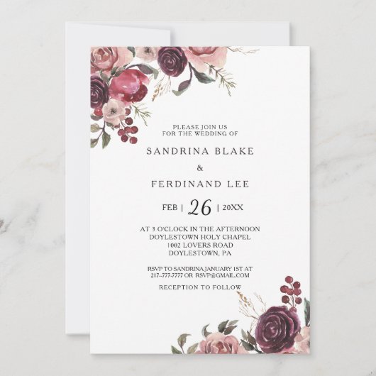 バエレガントルガンディ夏フローラ結婚ズ 招待状 (正面)