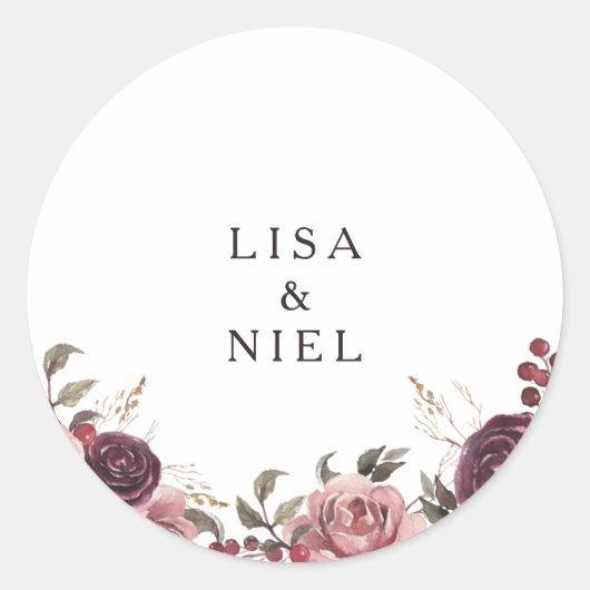 バエレガントルガンディ夏結婚の封筒用シール ラウンドシール (正面)