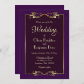 バエレガントルガンディ紫金ゴールド結婚ズ 招待状 (正面/裏面)