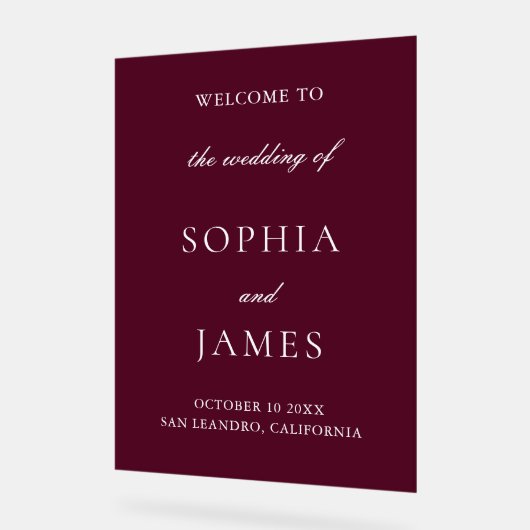 バエレガントルガンディ結婚ミニマル アクリルサイン (傾斜)