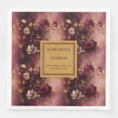 バエレガントルガンディ金ゴールドの結婚バラ付きナプキン (正面)