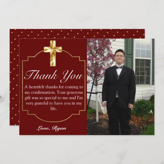 バエレガントルガンディ金ゴールドクロス確認 サンキューカード (正面/裏面)