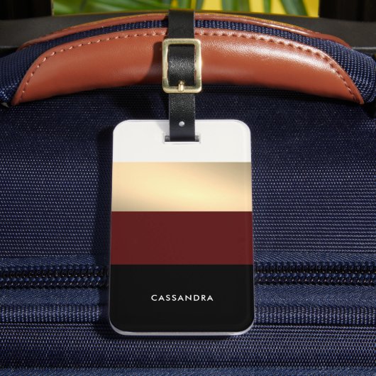 バエレガントルガンディ黒金ゴールドパーソナライズされた ラゲッジタグ (正面インサイチュ2)