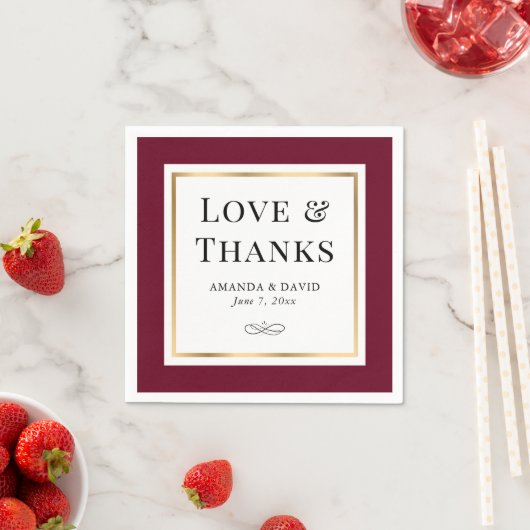 バエレガントルグンディと金ゴールド愛と感謝していの結婚s スタンダードカクテルナプキン (インサイチュ)