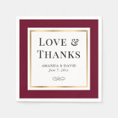 バエレガントルグンディと金ゴールド愛と感謝していの結婚s スタンダードカクテルナプキン (正面)