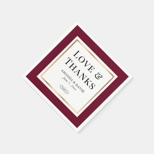 バエレガントルグンディと金ゴールド愛と感謝していの結婚s スタンダードカクテルナプキン (角)