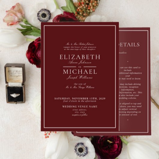 バエレガントルグンディクラシック詳細結婚の 招待状