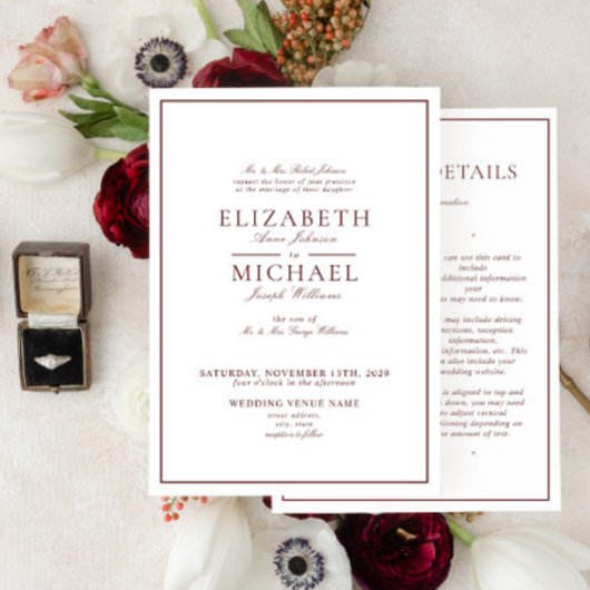 バエレガントルグンディクラシック詳細結婚の 招待状