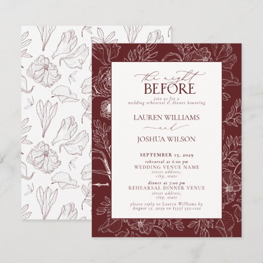 バエレガントルグンディフローラのリハ結婚ーサルディナー 招待状 (正面/裏面)