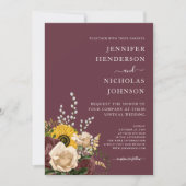 バエレガントルグンディフローラバ結婚ラティブ 招待状 (正面)