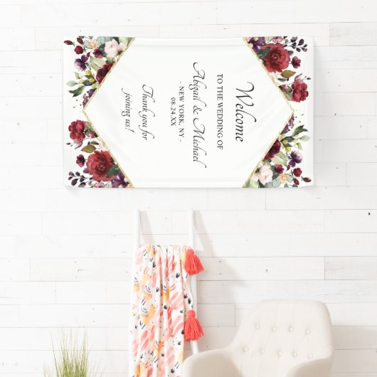 バエレガントルグンディフローラ結婚の歓迎サイン 横断幕 (インサイチュ)