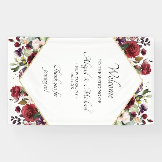 バエレガントルグンディフローラ結婚の歓迎サイン 横断幕 (横)