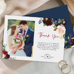 バエレガントルグンディ海軍フローラス結婚クリプトの写真 サンキューカード<br><div class="desc">バーエレガントグンディ海軍フローラス結婚クリプトの写真サンキューカード。さらにカスタマイズを行うクリックには、「さらにカスタマイズ」リンクをクリックし、デザインツールを使用してこのテンプレートを修正する。</div>