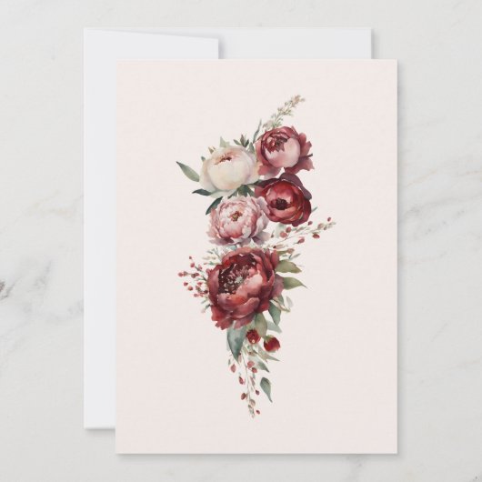 バエレガントルグンディ素朴フローラ水結婚色 招待状 (裏面)