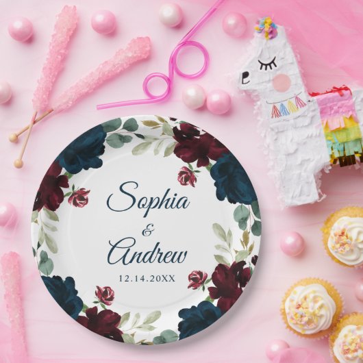 バエレガントルグンディ素朴ー結婚ウッド ペーパープレート (パーティー)